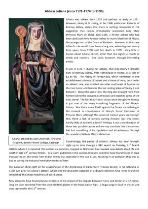 Abbess Juliana (Circa 1171-1174 to 1199)