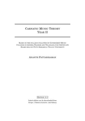 Carnatic Music Theory Year Ii