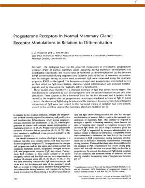 Progesterone Receptors in Normal Mammary Gland: Receptor Modulations in Relation to Differentiation