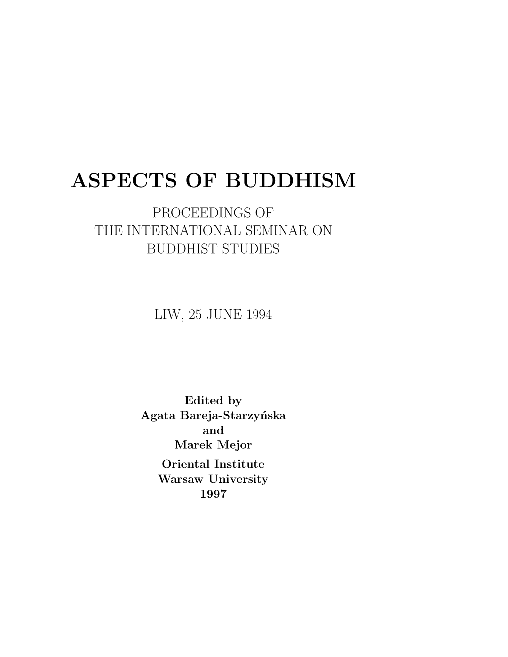 Aspects of Buddhism