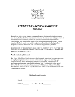 Student/Parent Handbook 2017-2018