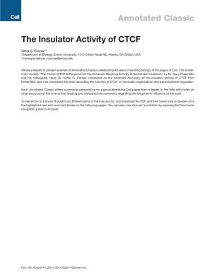 Annotated Classic the Insulator Activity of CTCF