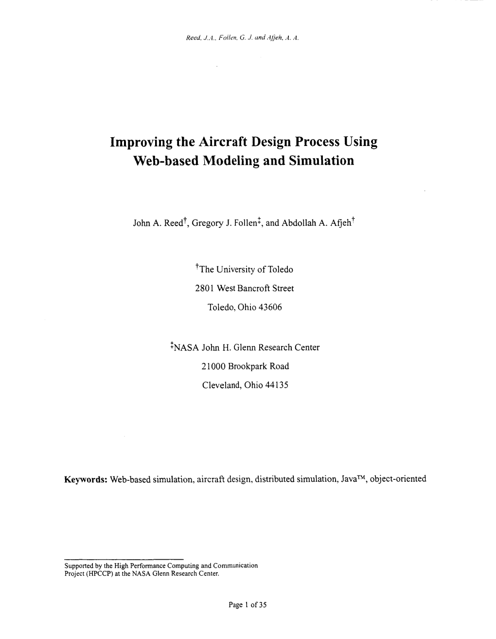 Improving the Aircraft Design Process Using Web-Based Modeling and Simulation