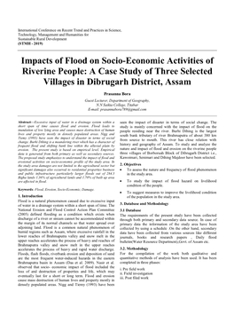 Impacts of Flood on Socio-Economic Activities of Riverine People: a Case Study of Three Selected Villages in Dibrugarh District, Assam