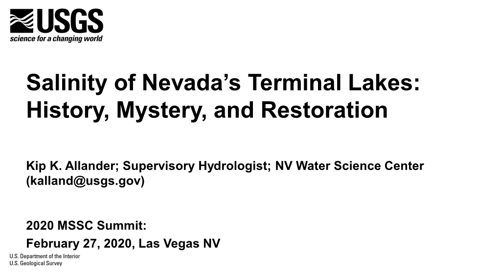 Salinity of Nevada's Terminal Lakes: History, Mystery, and Restoration