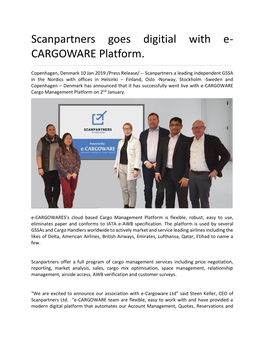 Scanpartners Goes Digitial with E- CARGOWARE Platform