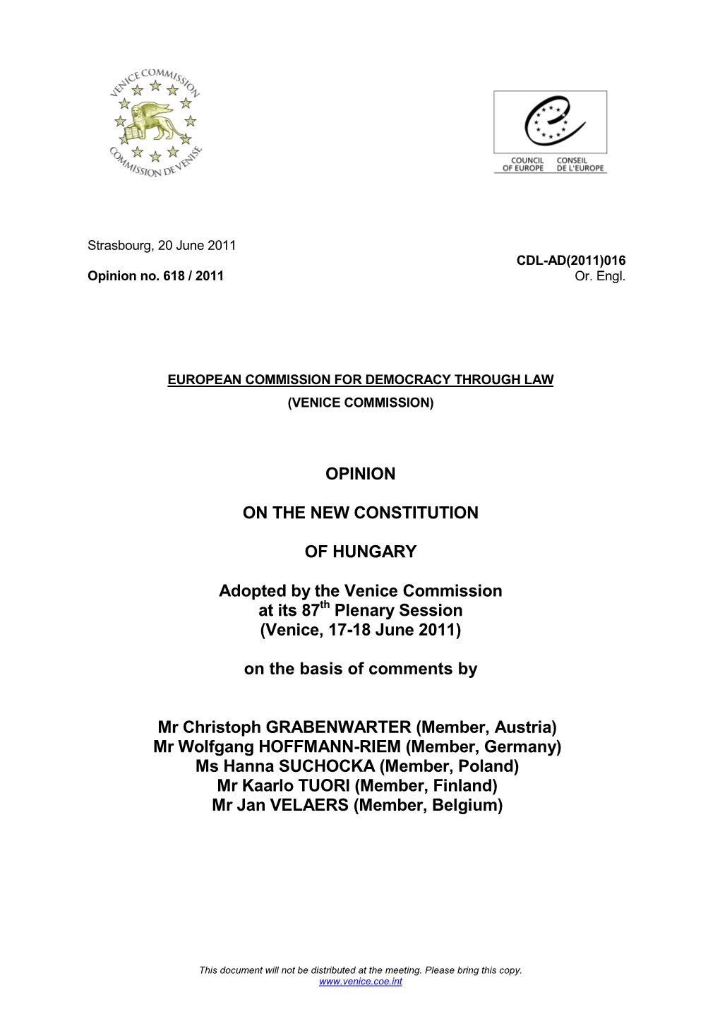 Venice Commission Hungarian Constitution.Pdf