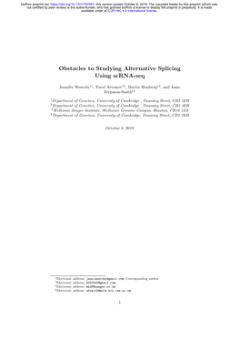 Obstacles to Studying Alternative Splicing Using Scrna-Seq