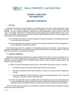 Tenant-Landlord Information: Security Deposits