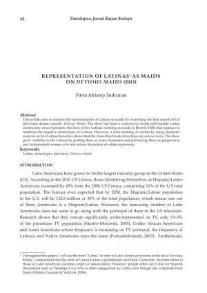 REPRESENTATION of LATINAS1 AS MAIDS on DEVIOUS MAIDS (2013) Fitria Afrianty Sudirman