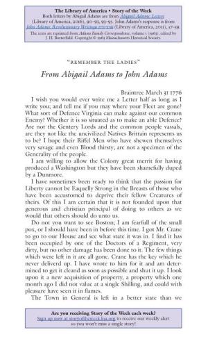 From Abigail Adams to John Adams