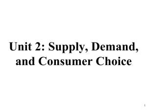 Unit 2: Supply, Demand, and Consumer Choice