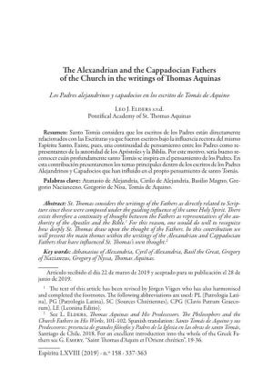 The Alexandrian and the Cappadocian Fathers of the Church in the Writings of Thomas Aquinas