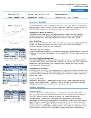 \\ Investment Highlights Business Description Market Cap. $11.41B P