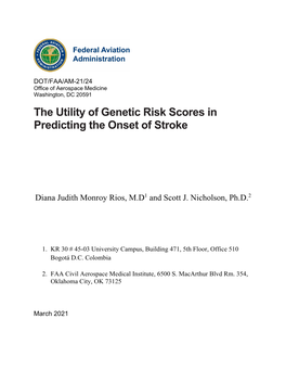 The Utility of Genetic Risk Scores in Predicting the Onset of Stroke March 2021 6