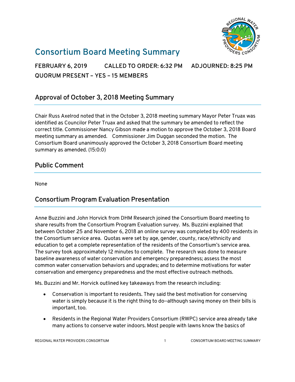 Consortium Board Meeting Summary