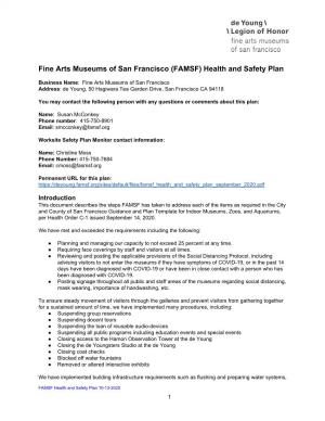 (FAMSF) Health and Safety Plan