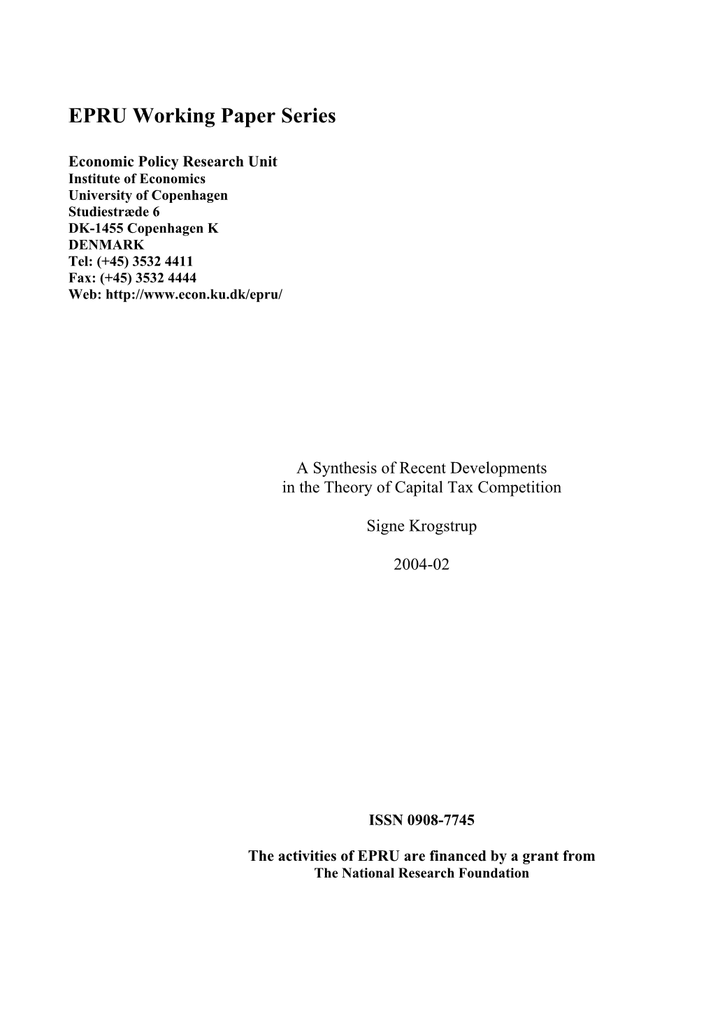 What Does the Tax Competition Models Predict for Capital Taxation in EU