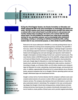 Cloud Computing in the Education Setting