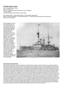 Charles Bruce Gear Born: 23 Aug 1883 Brough, Nesting, Died: 1 Jan 1915 at Sea Seaman in the Royal Navy, Royal Naval Reserve, H.M.S
