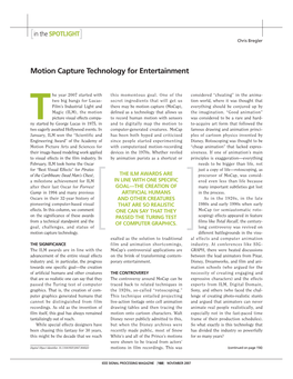Motion Capture Technology for Entertainment