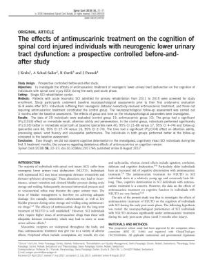 The Effects of Antimuscarinic Treatment on the Cognition of Spinal Cord