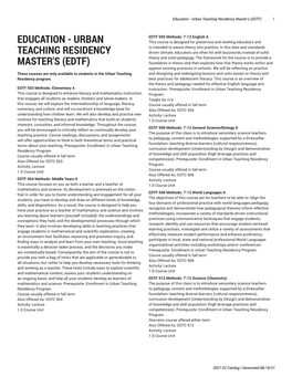 Urban Teaching Residency Master's (EDTF) 1