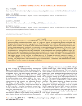 Handedness in the Krapina Neandertals: a Re-Evaluation