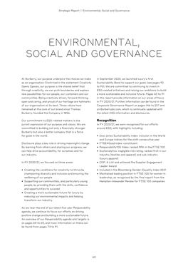 Burberry Environmental Social and Governance 2020/21