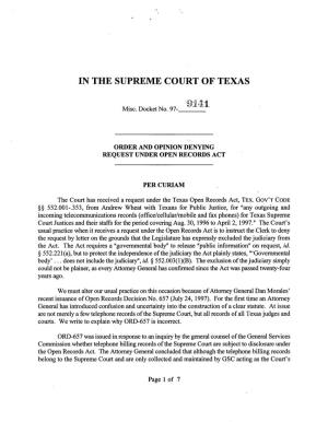 IN the SUPREME COURT of TEXAS Bill