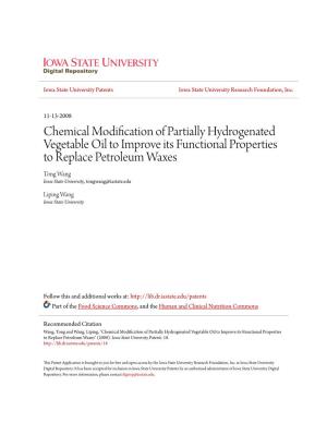 Chemical Modification of Partially Hydrogenated Vegetable Oil To