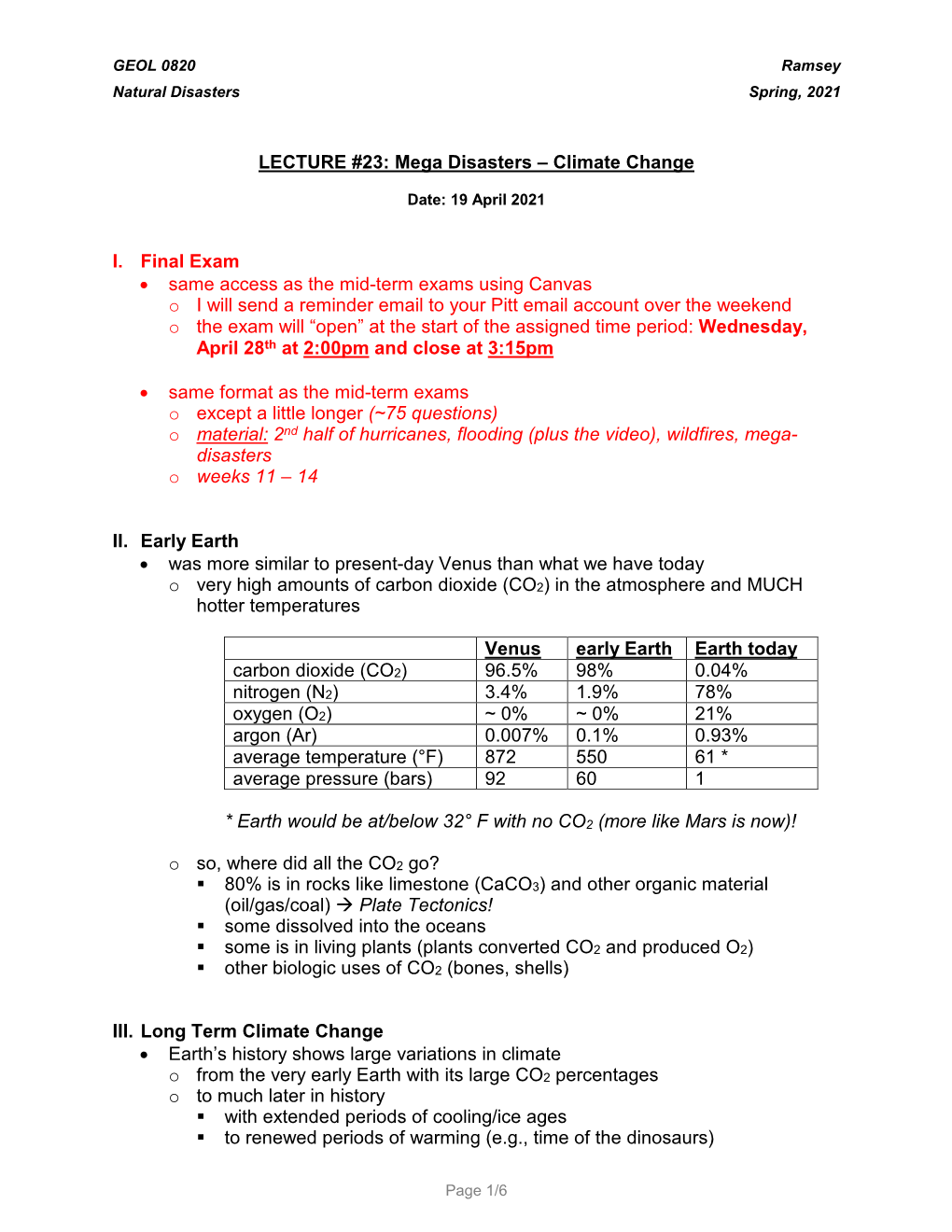 LECTURE #23: Mega Disasters – Climate Change