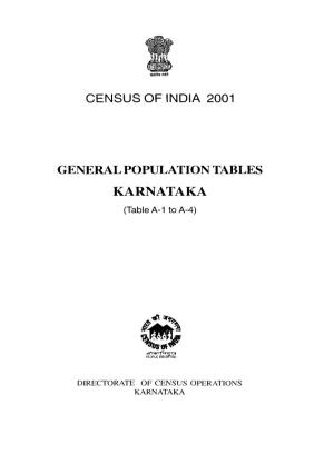 Census of India 2001 General Population Tables Karnataka
