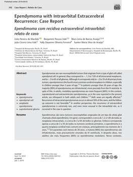 Ependymoma with Intraorbital Extracerebral Recurrence: Case Report Ependimoma Com Recidiva Extracerebral Intraorbital: Relato De Caso