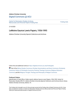 Lemoine Gaunce Lewis Papers, 1936-1995