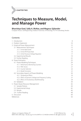 Techniques to Measure, Model, and Manage Power