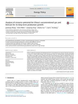 Analysis of Resource Potential for China's Unconventional Gas And