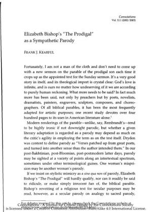 Elizabeth Bishop's "The Prodigal" As a Sympathetic Parody