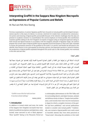 Interpreting Graffiti in the Saqqara New Kingdom Necropolis As Expressions of Popular Customs and Beliefs”, Rivista Del Museo Egizio 3 (2019)