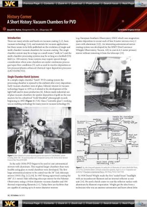 History Corner a Short History: Vacuum Chambers for PVD