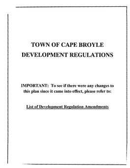 Town of Cape Broyle Development Regulations