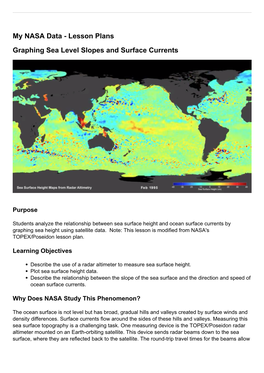 Lesson Plans Graphing Sea Level Slopes and Surface Currents