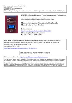 CRC Handbook of Organic Photochemistry and Photobiology Microphotochemistry