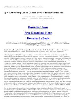 Gwhnu (Mobile Pdf) Laurie Cabot's Book of Shadows Online