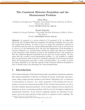 The Consistent Histories Formalism and the Measurement Problem