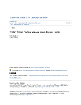 Tristan Tzara's Poetical Visions: Ironic, Oneiric, Heroic