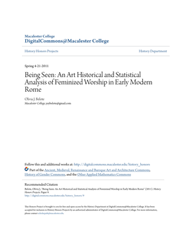 Being Seen: an Art Historical and Statistical Analysis of Feminized Worship in Early Modern Rome Olivia J