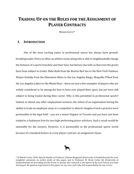 Trading up on the Rules for the Assignment of Player Contracts