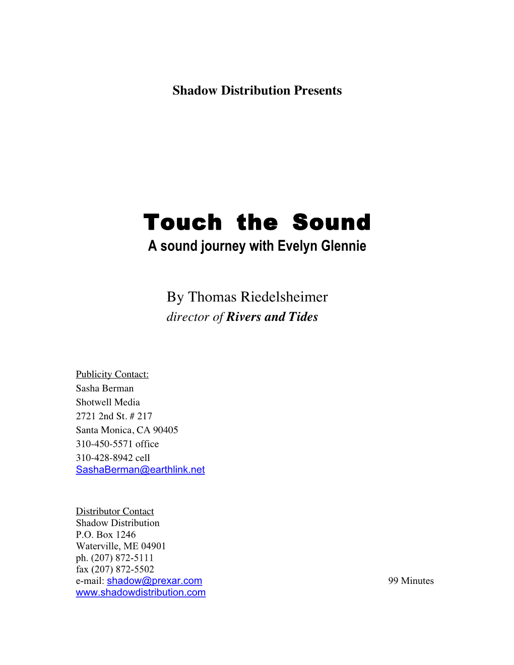 Touch the Sound a Sound Journey with Evelyn Glennie