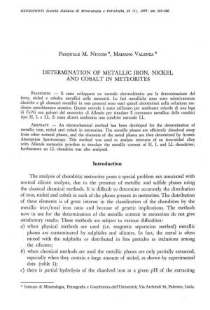 Determination of Metallic Iron, Nickel and Cobalt in Meteorites